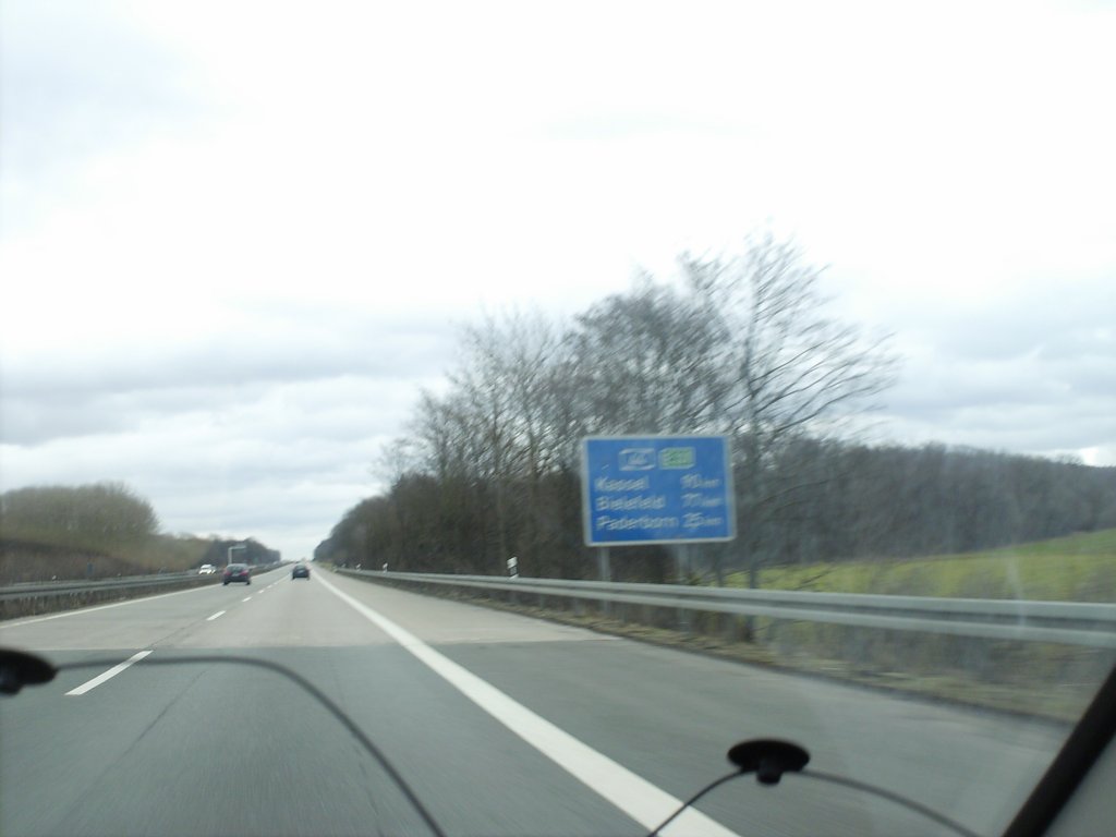 Ausfahrt Geseke weiterfahrt Richtung Paderborn